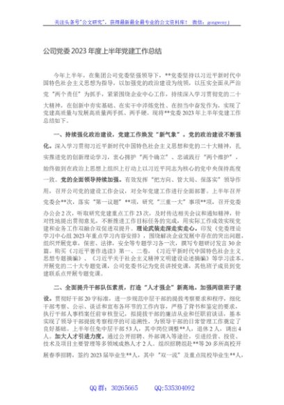 公司党委2023年度上半年党建工作总结