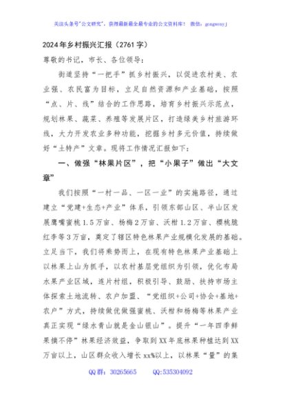 2024年乡村振兴汇报（2761字）