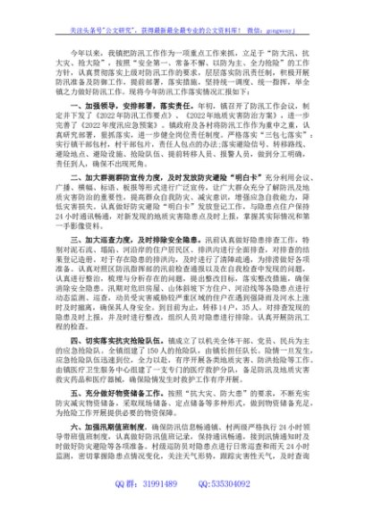 镇2022年防汛工作汇报