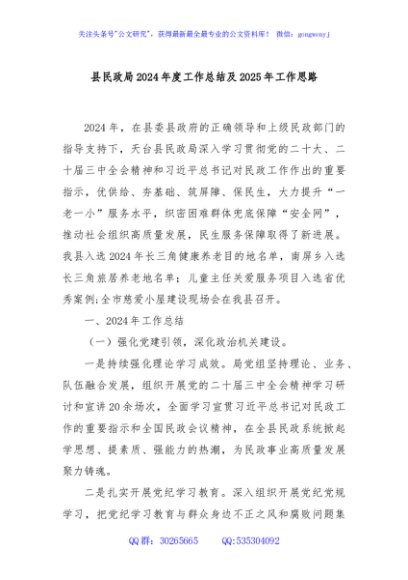 县民政局2024年度工作总结及2025年工作思路