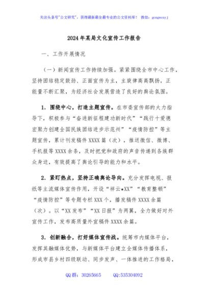 2024年某局文化宣传工作报告
