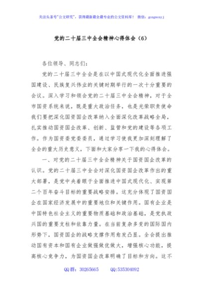 党的二十届三中全会精神心得体会（6）