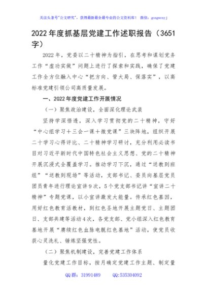 2022年度抓基层党建工作述职报告 (3)