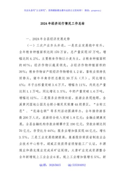 2024年经济运行情况工作总结