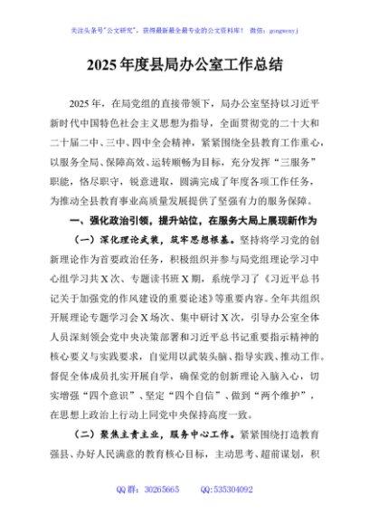 2025年度县局办公室工作总结