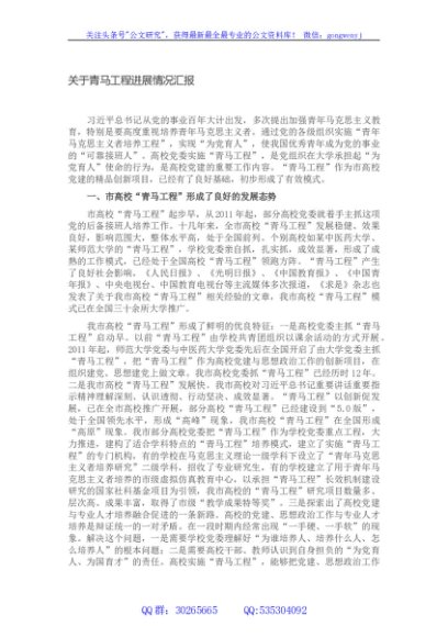关于青马工程进展情况汇报