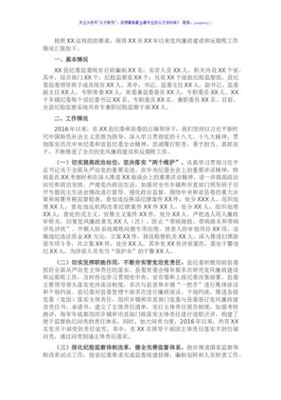X市纪委向巡视组的专题汇报材料