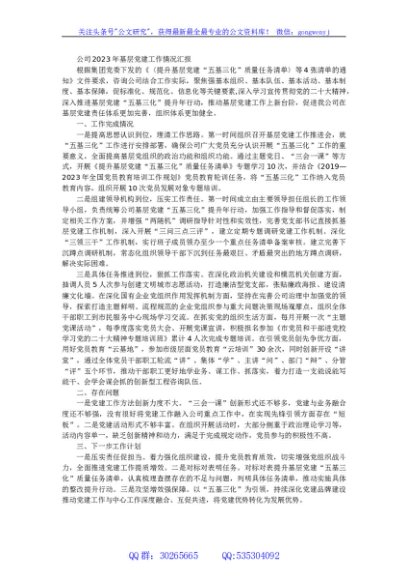 公司2023年基层党建工作情况汇报