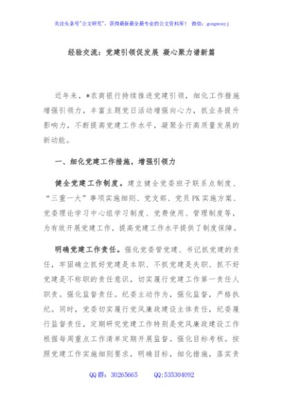 经验交流：党建引领促发展 凝心聚力谱新篇