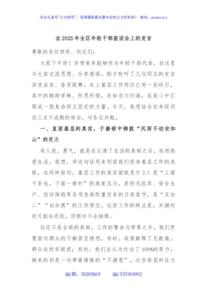 在2025年全区年轻干部座谈会上的发言