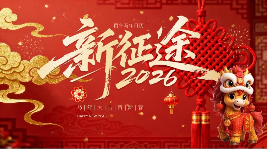 喜庆风2026马年日历PPT模板