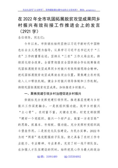 在2022年全市巩固拓展脱贫攻坚成果同乡村振兴有效衔接工作推进会上的发言