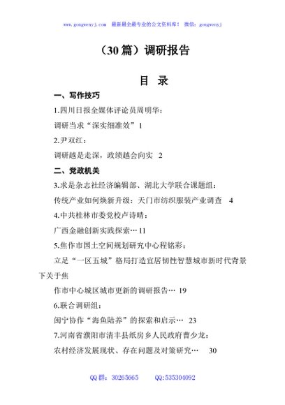 （30篇）调研报告