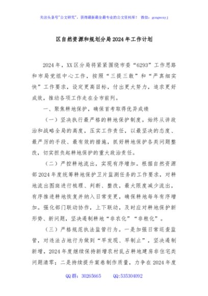 区自然资源和规划分局2024年工作计划