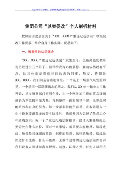 以案促改个人剖析材料（公司）