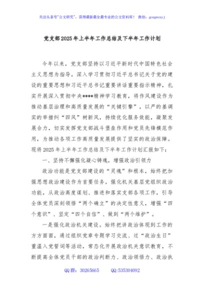 党支部2025年上半年工作总结及下半年工作计划