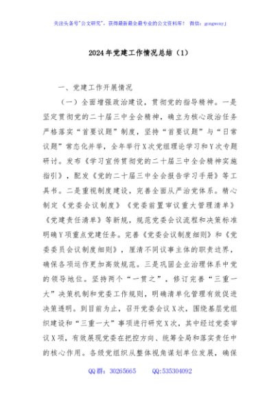 2024年党建工作情况总结（1）