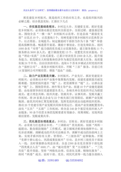 抓党建促乡村振兴座谈会发言提纲