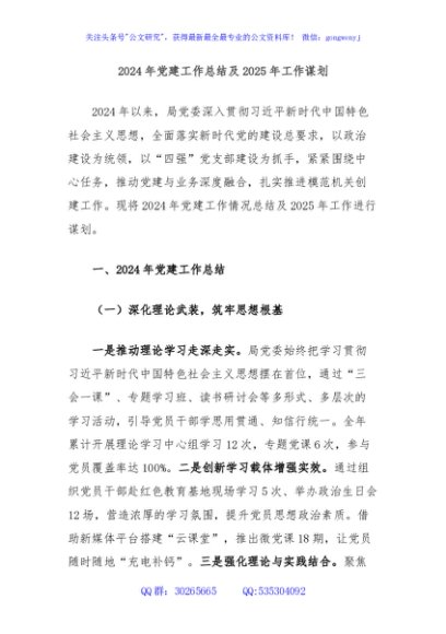 2024年党建工作总结及2025年工作谋划