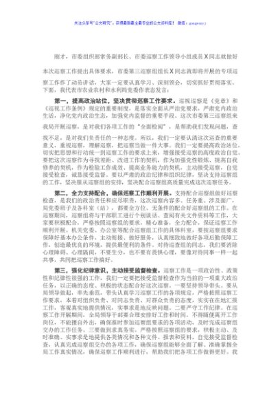 在巡察工作动员会上的讲话的表态发言