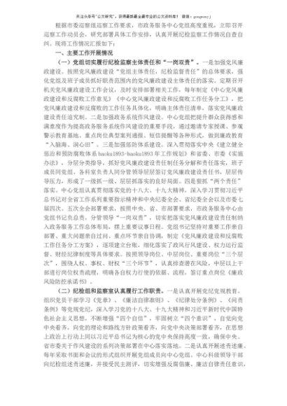 X市政府政务服务中心党组接受市委巡察组巡察纪检监察工作情况汇报