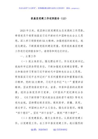 抓基层党建工作述职报告（12）