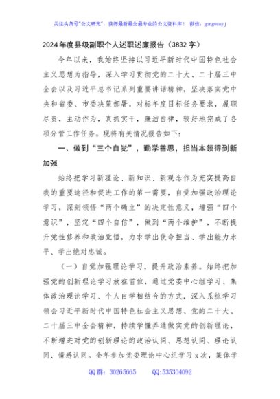 2024年度县级副职个人述职述廉报告（3832字）