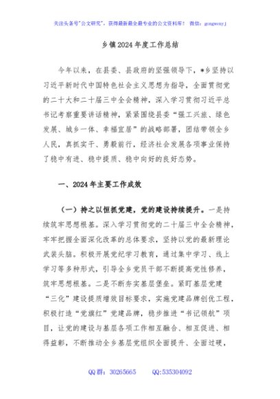 乡镇2024年度工作总结
