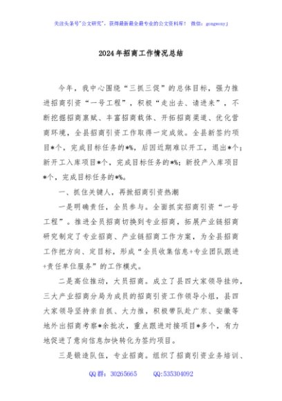 2024年招商工作情况总结