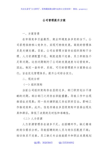 公司管理提升方案