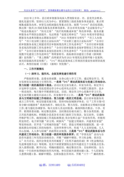 县行政审批服务局2022年上半年工作总结