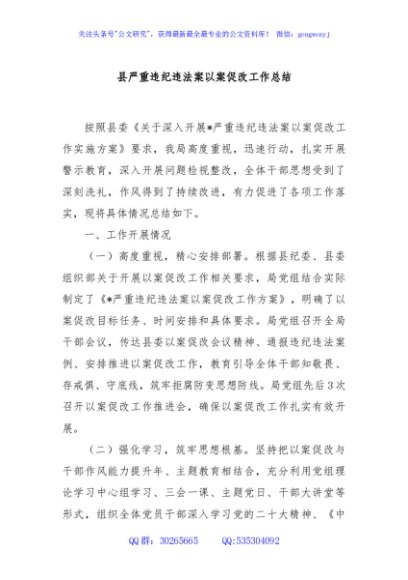 县严重违纪违法案以案促改工作总结