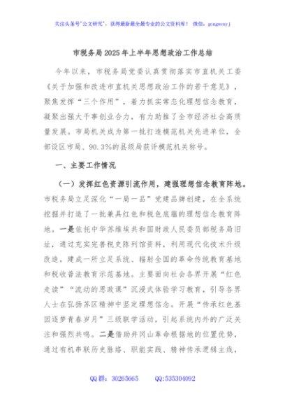 市税务局2025年上半年思想政治工作总结