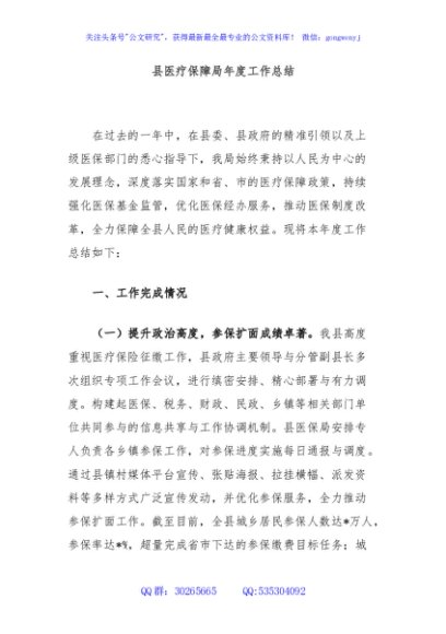 县医疗保障局年度工作总结