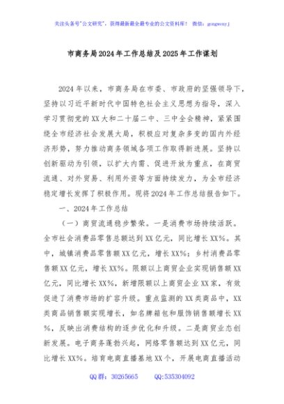 市商务局2024年工作总结及2025年工作谋划
