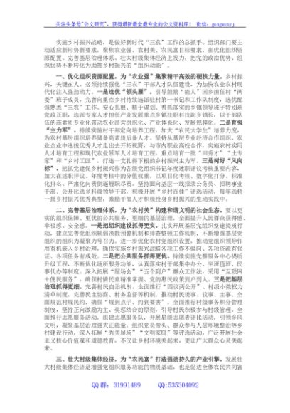 组织工作服务乡村振兴座谈发言