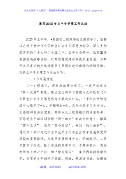集团2025年上半年党建工作总结