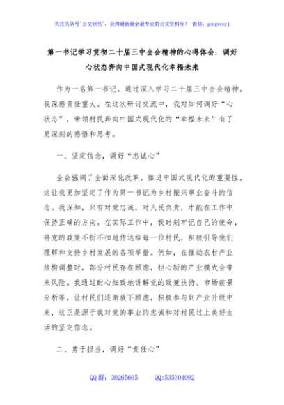 第一书记学习贯彻二十届三中全会精神的心得体会：调好心状态奔向中国式现代化幸福未来