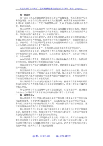 市供销社社有资产监督管理办法（试行）