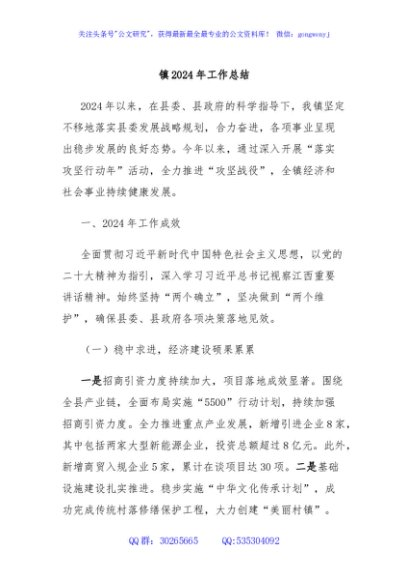 镇2024年工作总结