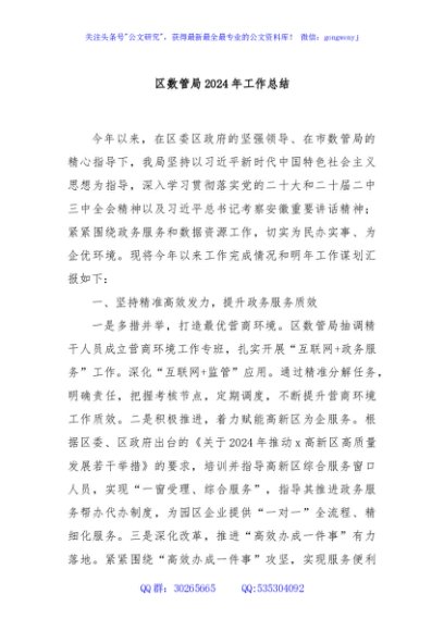 区数管局2024年工作总结