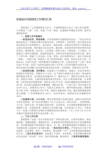 街道城乡风貌提质工作情况汇报