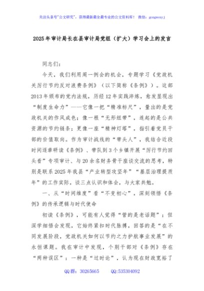 2025年审计局长在县审计局党组（扩大）学习会上的发言