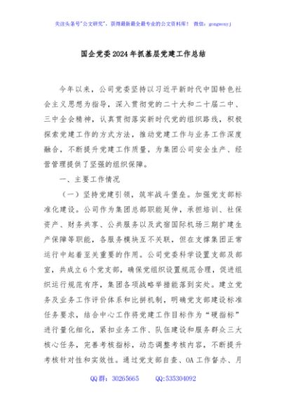 国企党委2024年抓基层党建工作总结