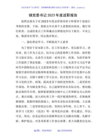 乡镇书记2023年度述职报告3000字