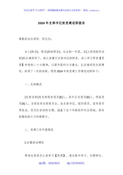 2024年支部书记抓党建述职报告