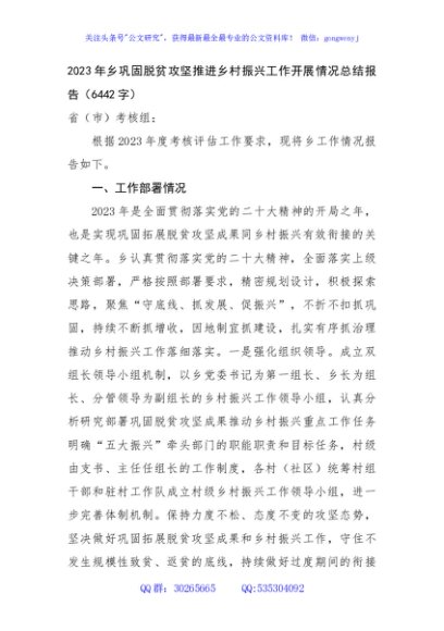 2023年乡巩固脱贫攻坚推进乡村振兴工作开展情况总结报告