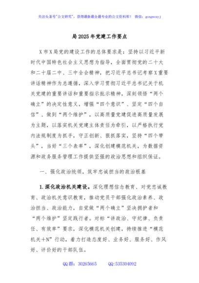 局2025年党建工作要点