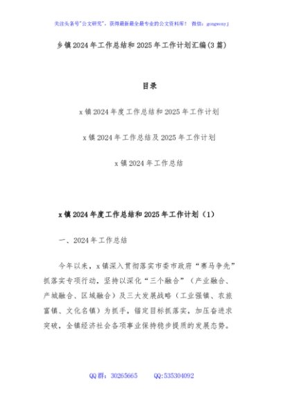 (3篇)乡镇2024年工作总结和2025年工作计划汇编