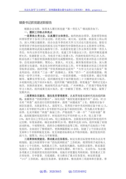 镇委书记抓党建述职报告